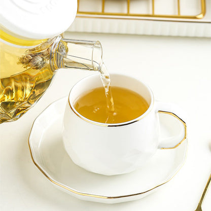 English Afternoon Tea Set for 6 with Glass Teapot
