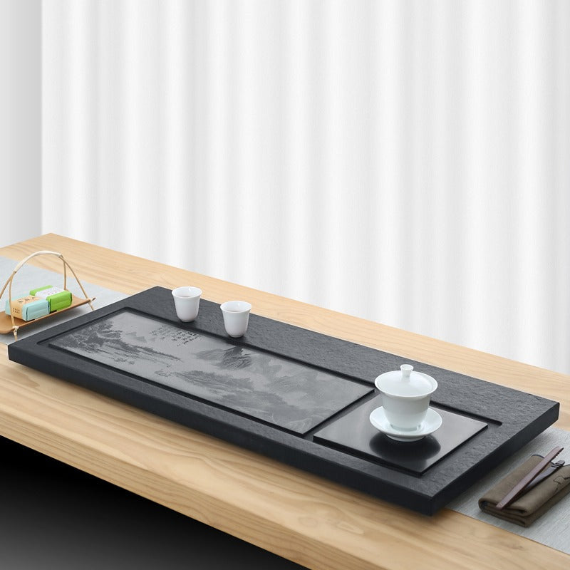 Gongfu Tea Tray | Black Stone Landscape Natural Texture