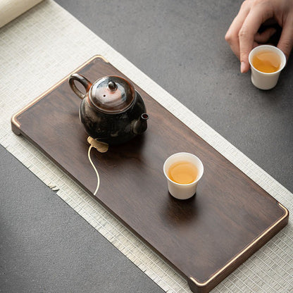 Ebony Tea Tray Silver Lotus — Gong Fu Cha Platform