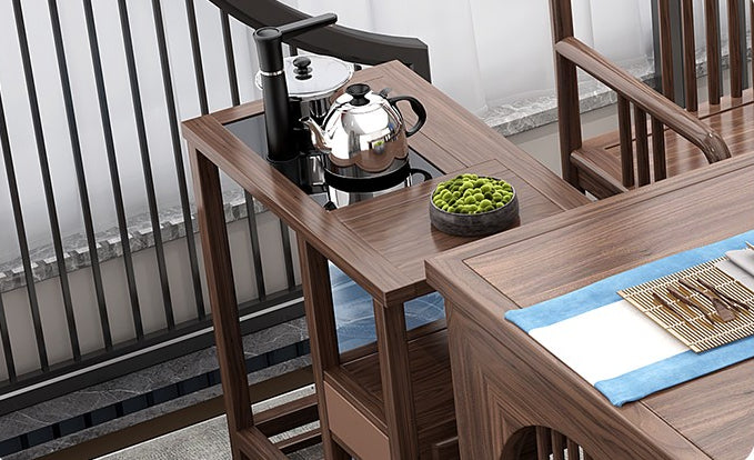 Gongfu Tea Table Sassafras Wood Set with Chairs