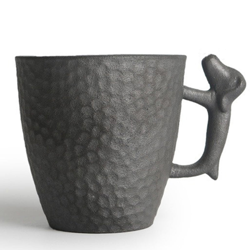 Tea Cup Dog Handle Coarse Pottery Japanese Style 85ml Clay