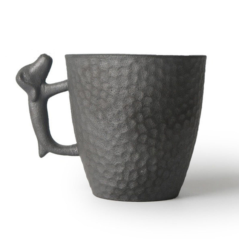 Tea Cup Dog Handle Coarse Pottery Japanese Style 85ml Clay