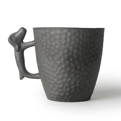 Tea Cup Dog Handle Coarse Pottery Japanese Style 85ml Clay