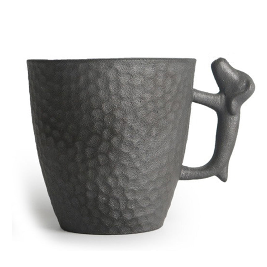 Tea Cup Dog Handle Coarse Pottery Japanese Style 85ml Clay
