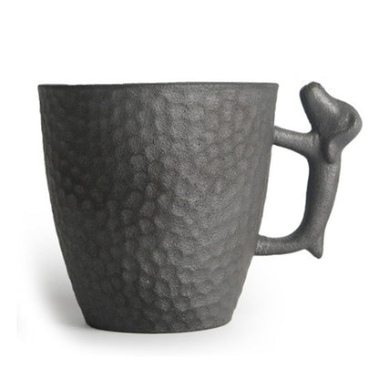 Tea Cup Dog Handle Coarse Pottery Japanese Style 85ml Clay