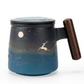 Tea Mug Japanese Sky Deer Coarse Pottery 350ml Ceramic Cup