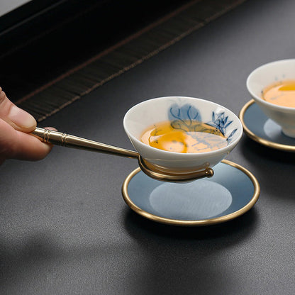Gongfu Tea Ceremony Tool Set Copper Wood 6-Piece