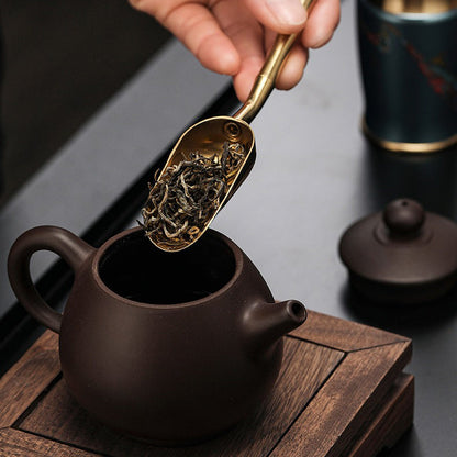 Gongfu Tea Ceremony Tool Set Copper Wood 6-Piece