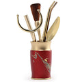 Gongfu Tea Ceremony Tool Set Copper Wood 6-Piece