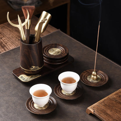 Gong Fu Tea Set — Ebony Tools, Cup & Incense Holder