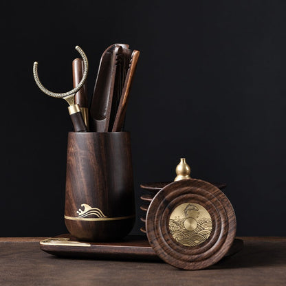 Gong Fu Tea Set — Ebony Tools, Cup & Incense Holder