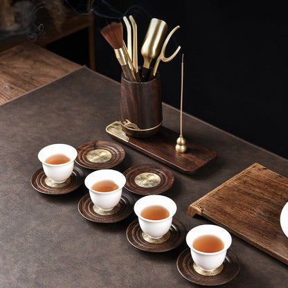 Gong Fu Tea Set — Ebony Tools, Cup & Incense Holder