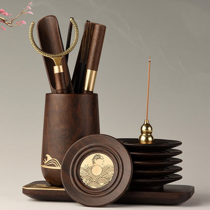 Gong Fu Tea Set — Ebony Tools, Cup & Incense Holder