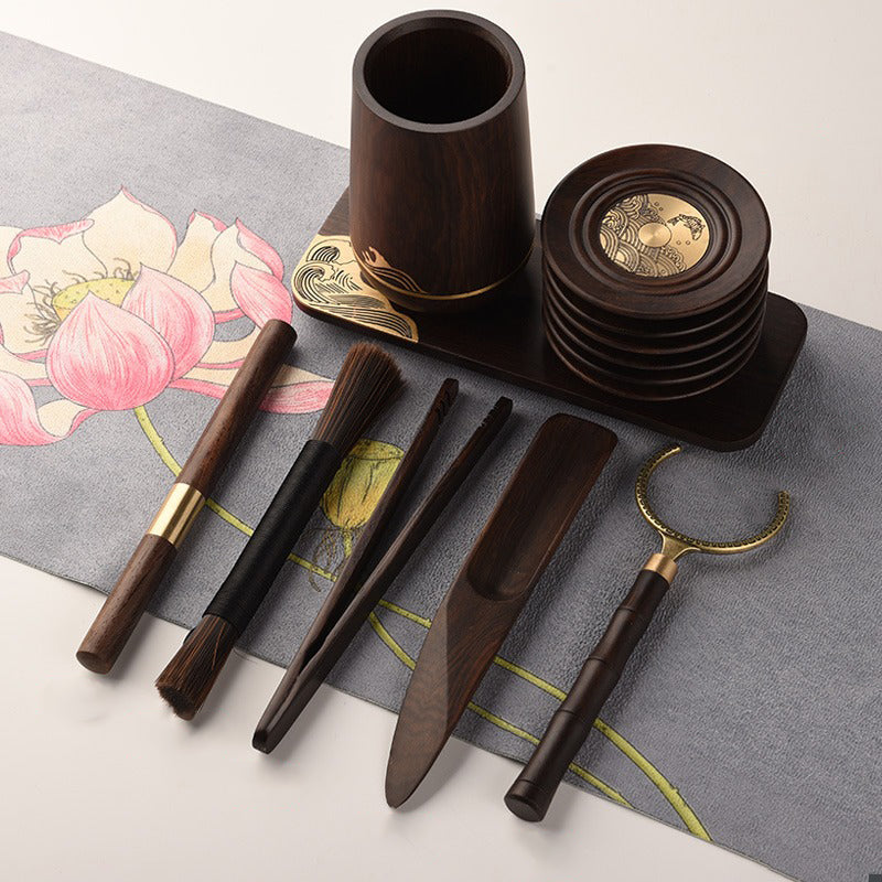 Gong Fu Tea Set — Ebony Tools, Cup & Incense Holder