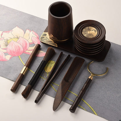 Gong Fu Tea Set — Ebony Tools, Cup & Incense Holder