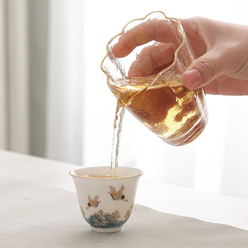 Dehua Suet Jade Porcelain Tea Set 11pc | Red-Crowned Crane