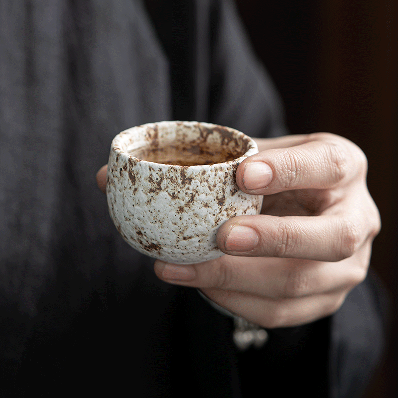 Ceramic Tea Cups Set of 5 Wabi-Sabi Kiln Gold Iron Glaze