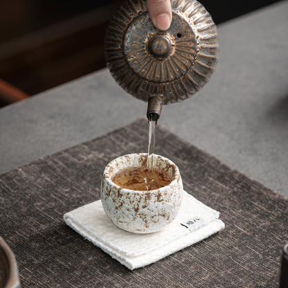 Ceramic Tea Cups Set of 5 Wabi-Sabi Kiln Gold Iron Glaze