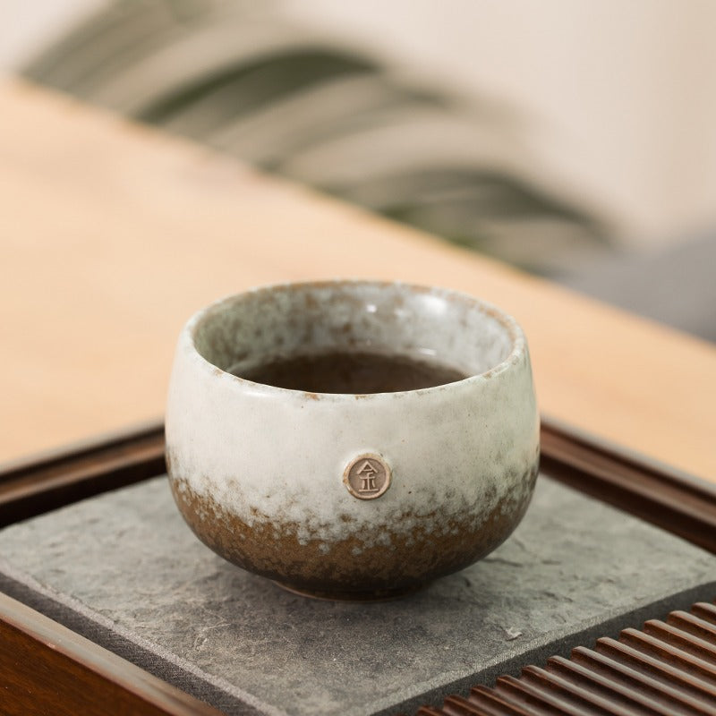 Kung Fu Tea Cups Set of 5 Kiln Change Coarse Pottery 100ml