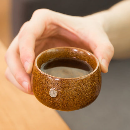 Kung Fu Tea Cups Set of 5 Kiln Change Coarse Pottery 100ml