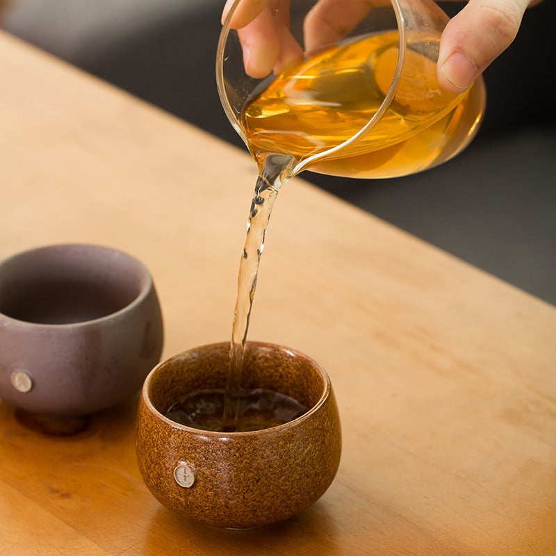 Kung Fu Tea Cups Set of 5 Kiln Change Coarse Pottery 100ml
