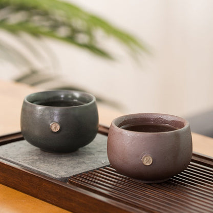Kung Fu Tea Cups Set of 5 Kiln Change Coarse Pottery 100ml