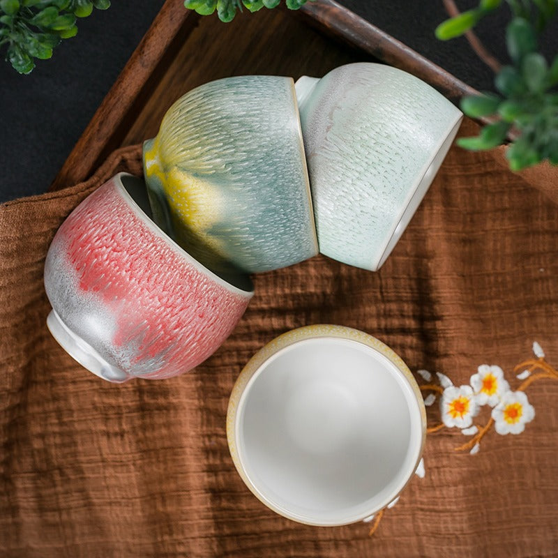 Gongfu Tea Cups Set of 4 Kiln Glaze – 120ml 4 Colors Kaolin
