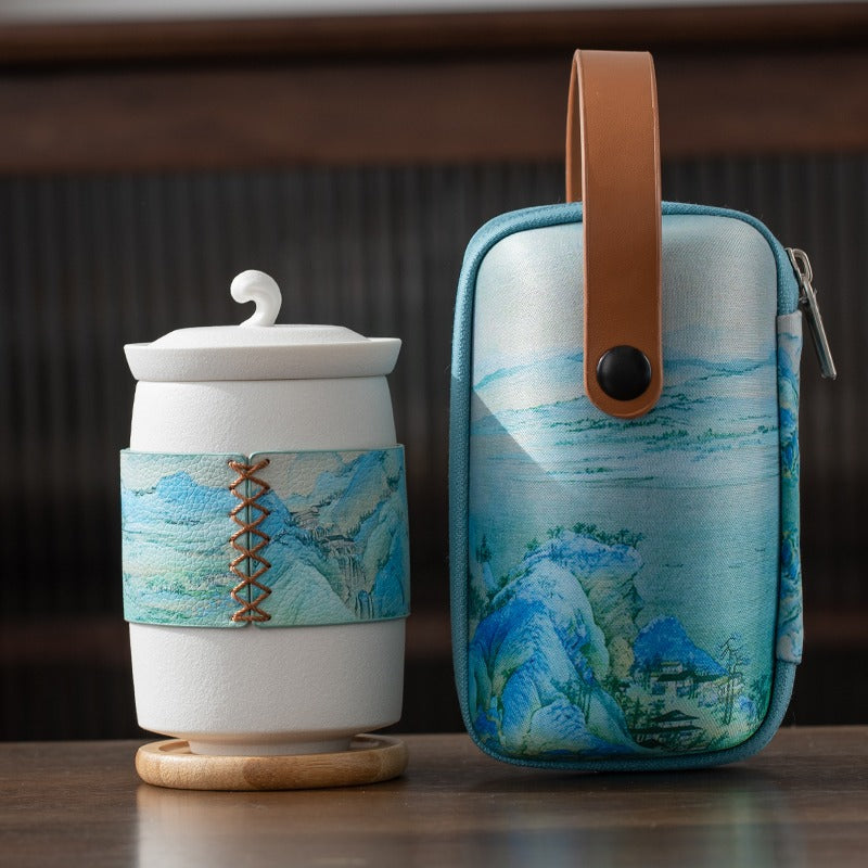 Travel Tea Set with Strainer, Coaster & Carry Bag