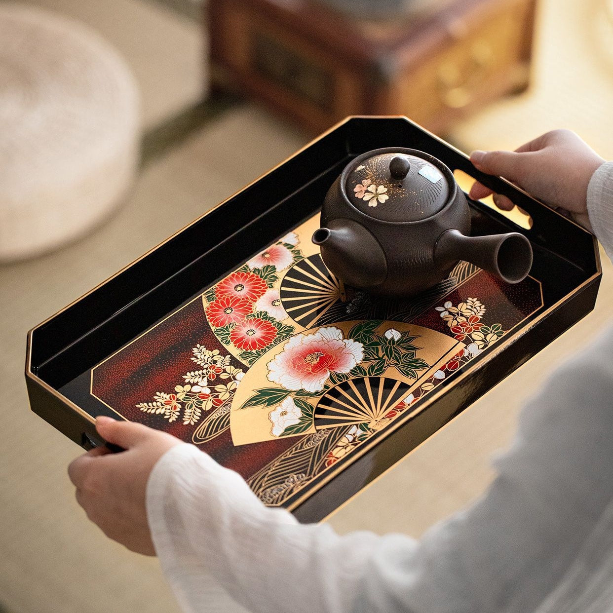 Japanese Lacquer Tray – Yamanaka Shikki Senbu Serving Tray