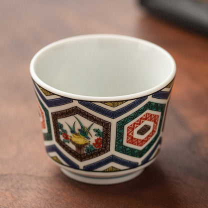 Japanese Tea Cup Set of 5 – Kutaniyaki Vintage Hand-Painted