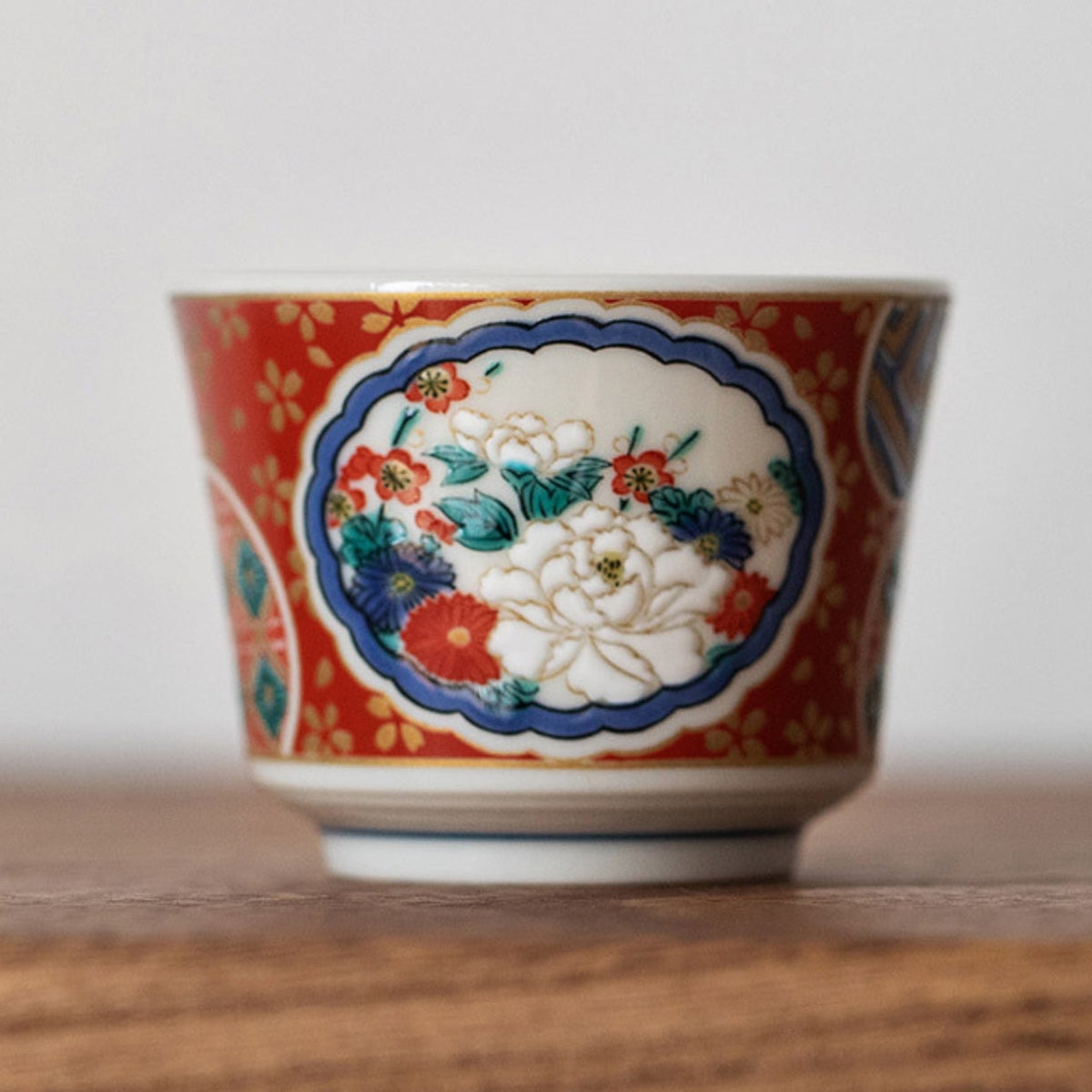 Japanese Tea Cup Set of 5 – Kutaniyaki Vintage Hand-Painted