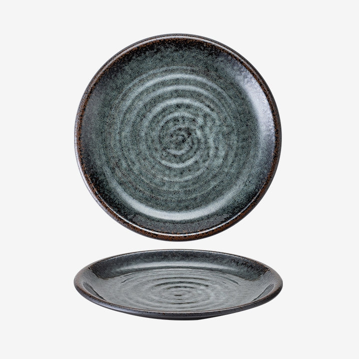 Ceramic Deep Plate – Mino Ware Wabi Sabi Spiral Glaze