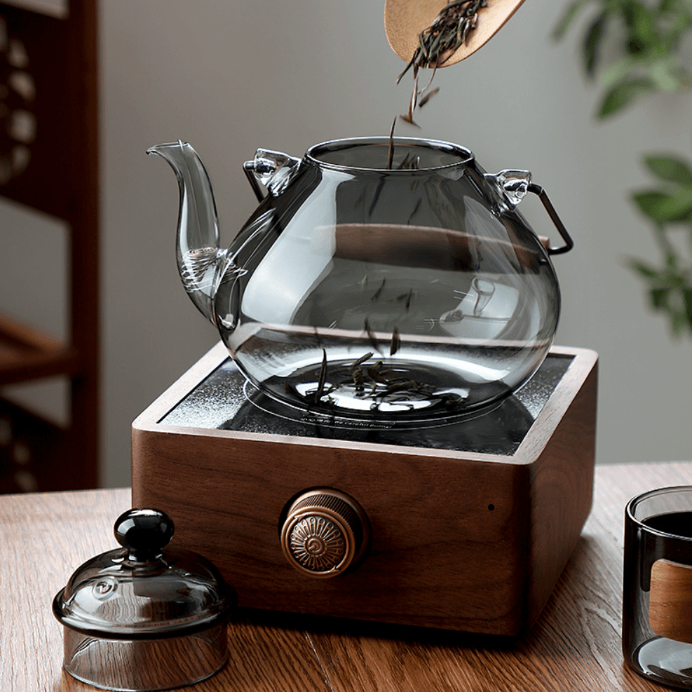 Glass Teapot Set | Wood Handle Japanese Tea Set with Cups
