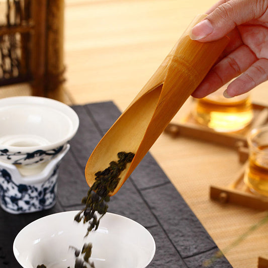Bamboo Cha He Tea Holder Handmade Natural Scoop