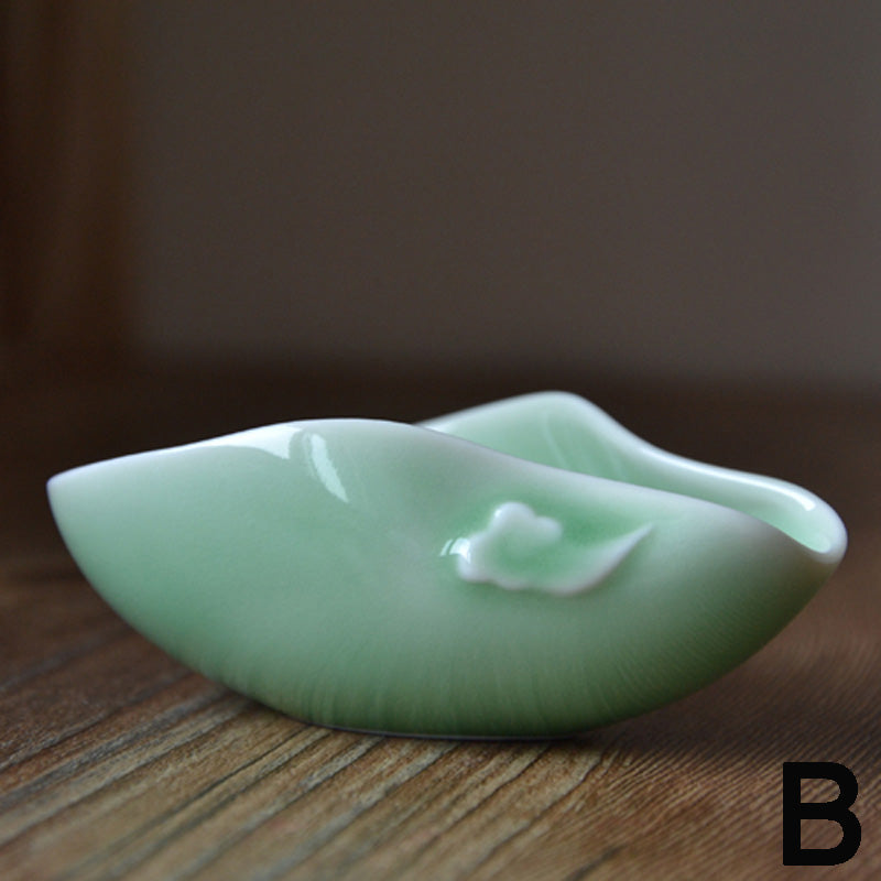 Longquan Celadon Ice Crack Cha He Tea Holder, 5 Styles