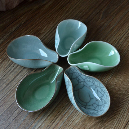 Longquan Celadon Ice Crack Cha He Tea Holder, 5 Styles