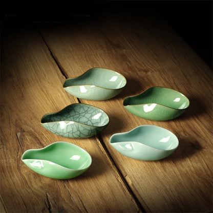 Longquan Celadon Ice Crack Cha He Tea Holder, 5 Styles