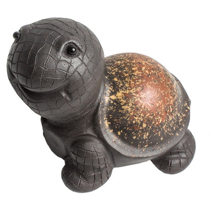 Handmade Purple Clay Tortoise Tea Pet | Longevity
