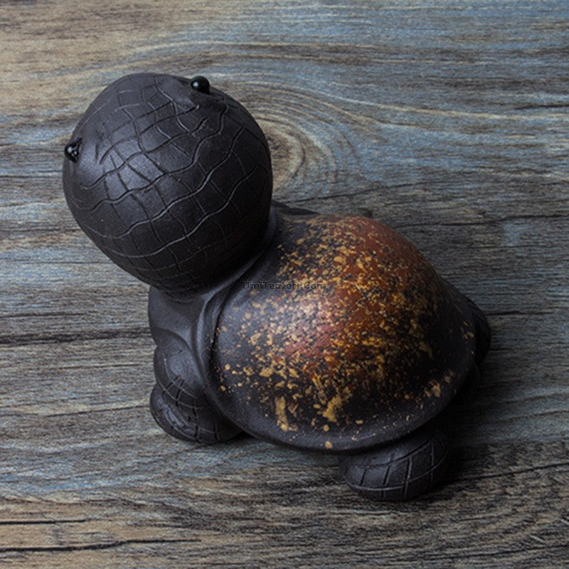 Handmade Purple Clay Tortoise Tea Pet | Longevity