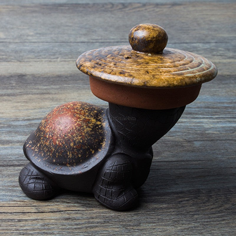 Handmade Purple Clay Tortoise Tea Pet | Longevity