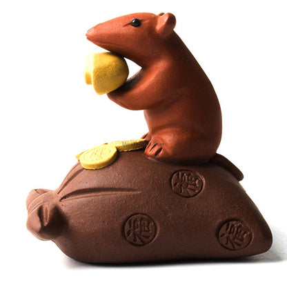 Tea Pet Purple Clay Mouse Wealth Zisha Gongfu Decor