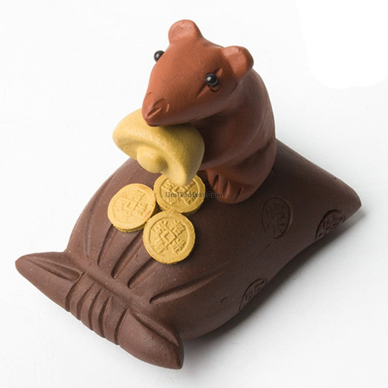 Tea Pet Purple Clay Mouse Wealth Zisha Gongfu Decor