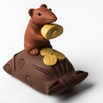 Tea Pet Purple Clay Mouse Wealth Zisha Gongfu Decor