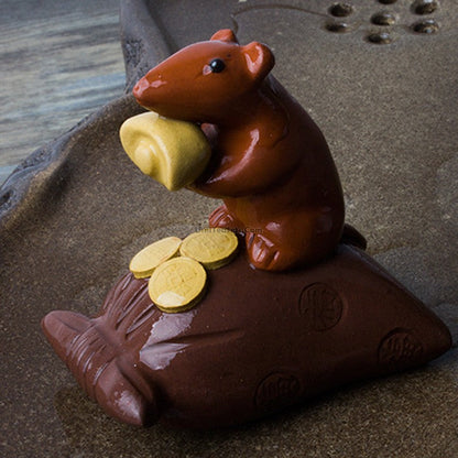 Tea Pet Purple Clay Mouse Wealth Zisha Gongfu Decor