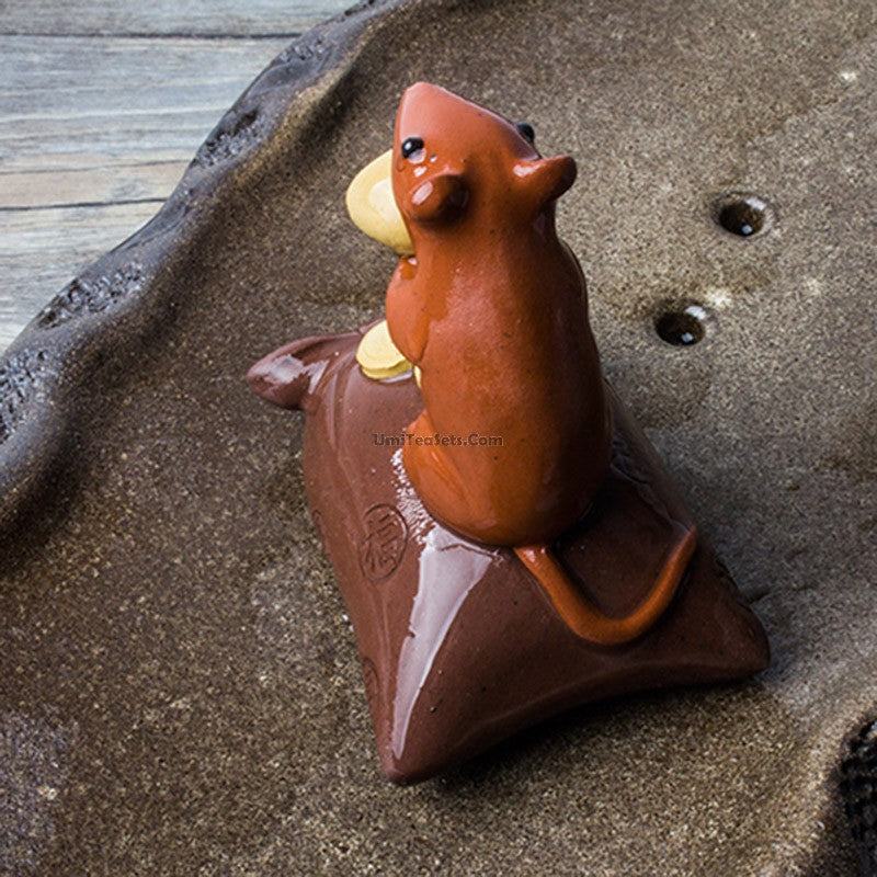 Tea Pet Purple Clay Mouse Wealth Zisha Gongfu Decor