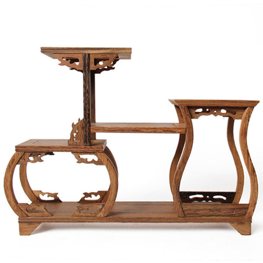 Wood Tea Tray Stand - Multi-Level Chicken Wing Wood Rack