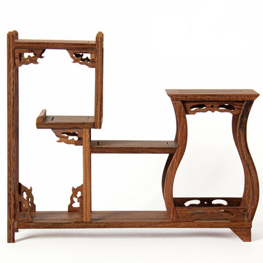 Teapot Stand Solid Wood Vase Style Display Rack Tea Shelf