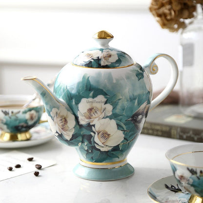 Bone China Tea Set Rhododendron Gold 21-Piece Afternoon Tea