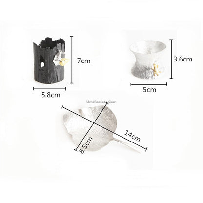 Tea Strainer with Holder Leaf Design – Tin or Clay 2 Styles