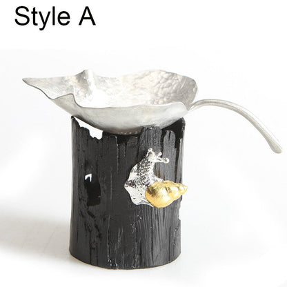 Tea Strainer with Holder Leaf Design – Tin or Clay 2 Styles
